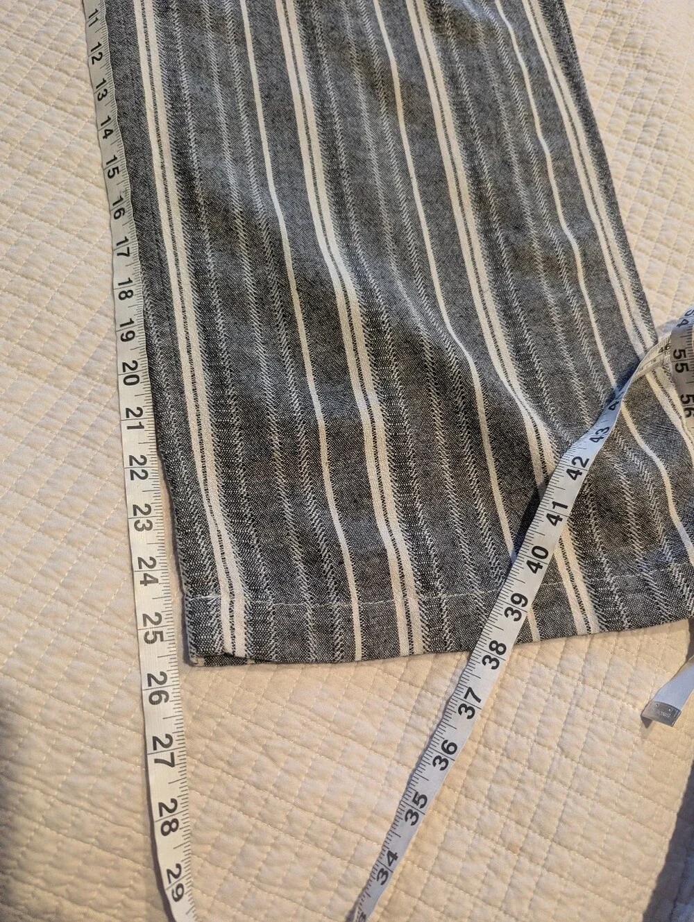 BANANA REPUBLIC Linen Blend Paper Bag Wide-Leg Pants - Black & White Stripe